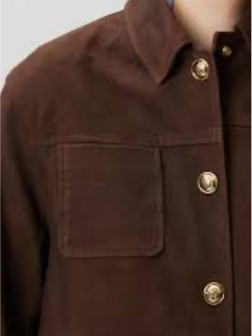 Sandro denin Women's Brown Suede Button Front Jacket - Picture 3 of 6
